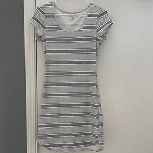 Mudd Gray and White Striped Dress